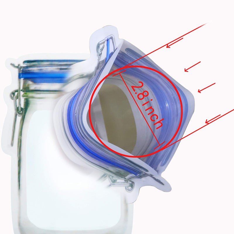 laffeya 20Pack 1000ml (9.6x6.6inch) Reusable Mason Jar Bags for Candy & Snacks - Leakproof Storage & Display - Image 5